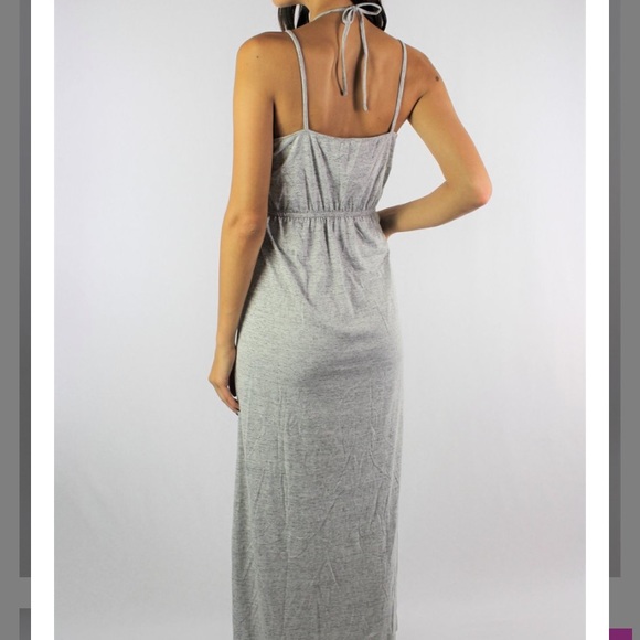 Grey hi low maxi with halter tie - Picture 2 of 2